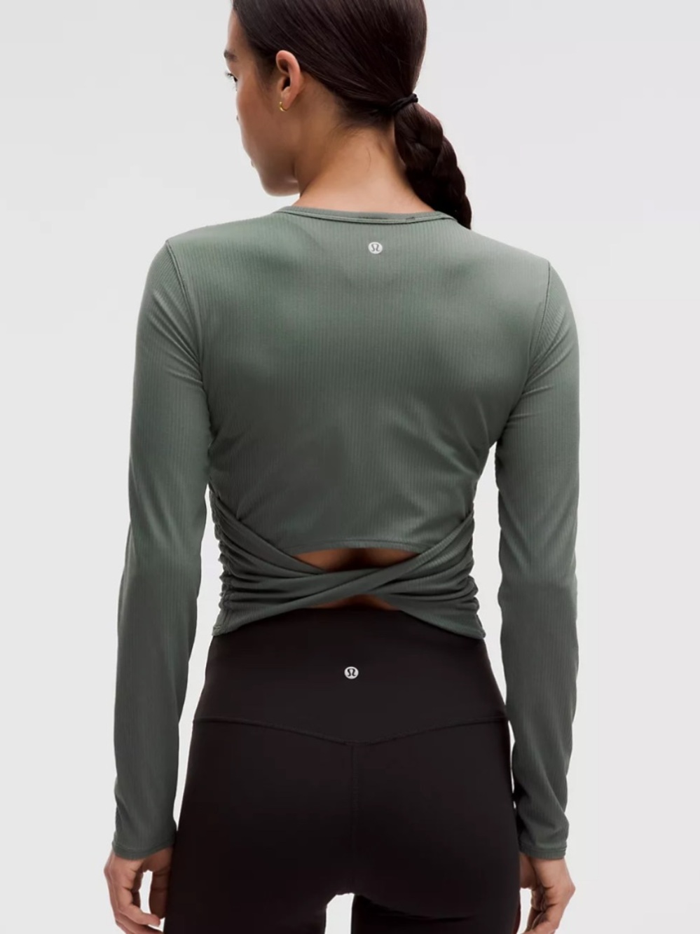 New with tags! lululemon athletica Olive Green Twist-Back Long Sleeve Top